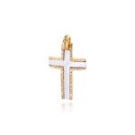 Σταυρός Βάπτισης Val΄Oro για Κορίτσι από Δίχρωμο Χρυσό Κ14 και Ζιργκόν 036643