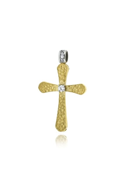 Σταυρός Βάπτισης Val΄Oro για Κορίτσι από Κίτρινο Χρυσό Κ14 και Πέτρες Ζιργκόν 042676