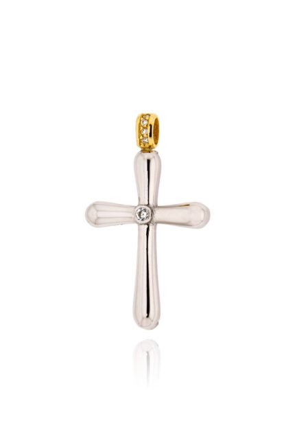 Σταυρός Βάπτισης Val΄Oro για Κορίτσι από Λευκό και Κίτρινο Χρυσό Κ14 με Πέτρες Ζιργκόν 041039