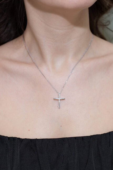 Σταυρός Βάπτισης Val΄Oro με Αλυσίδα για Κορίτσι Λευκό Χρυσό Κ14 038336 1