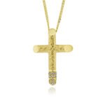 Σταυρός Βάπτισης Val΄Oro με Αλυσίδα για Κορίτσι από Κίτρινο Χρυσό Κ14 και Πέτρες Ζιργκόν 041041