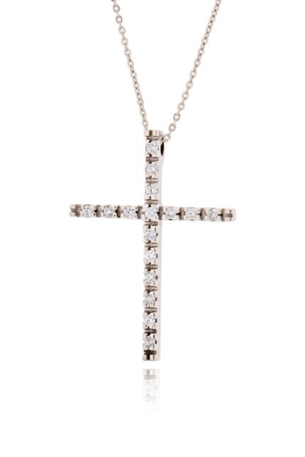 Σταυρός Βάπτισης Val΄Oro με Αλυσίδα για Κορίτσι από Λευκό Χρυσό Κ14 και Ζιργκόν 040837