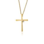 Σταυρός Βάπτισης Val΄Oro με Αλυσίδα για Κορίτσι από Λευκό και Κίτρινο Χρυσό Κ14 με Πέτρες Ζιργκόν 041037