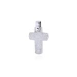Σταυρός Βάπτισης Διπλής Όψης για Αγόρι από Λευκό Χρυσό 14 Καρατίων 039349