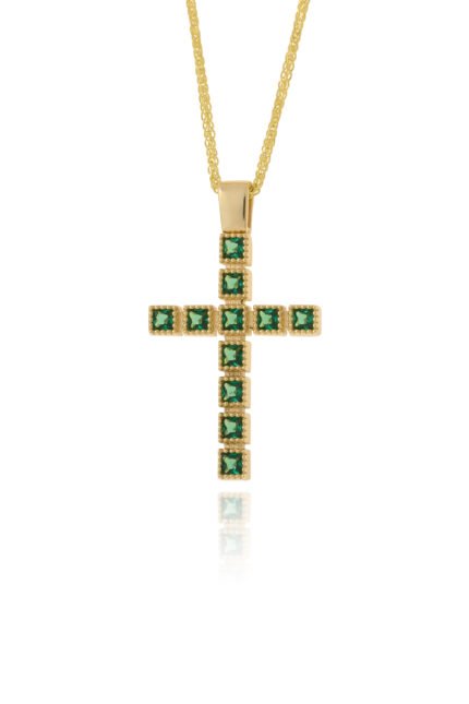 Σταυρός Βάπτισης για Κορίτσι Val΄Oro με Αλυσίδα από Κίτρινο Χρυσό Κ14 και Ζιργκόν 042520