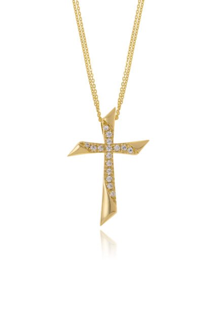 Σταυρός Βάπτισης για Κορίτσι Val΄Oro με Αλυσίδα από Κίτρινο Χρυσό Κ14 και Ζιργκόν 042522