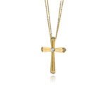 Σταυρός Βάπτισης με Αλυσίδα για Κορίτσι Val΄Oro από Κίτρινο Χρυσό Κ14 και Πέτρες Ζιργκόν 041040