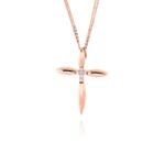 Σταυρός Βάπτισης με Αλυσίδα για Κορίτσι Val΄Oro από Ροζ Χρυσό Κ14 και Πέτρες Ζιργκόν 038419
