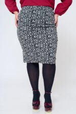Φούστα Pencil Ζακάρ Leopard Violet JUCITA