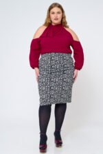 Φούστα Pencil Ζακάρ Leopard | Plus Size Ρούχα - Image 4