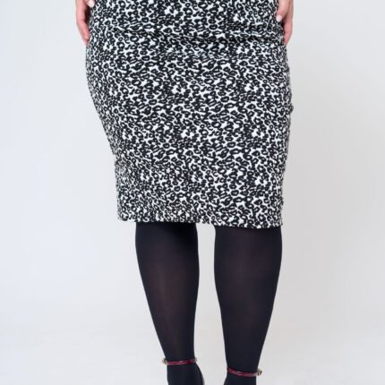 Φούστα Pencil Ζακάρ Leopard Violet JUCITA