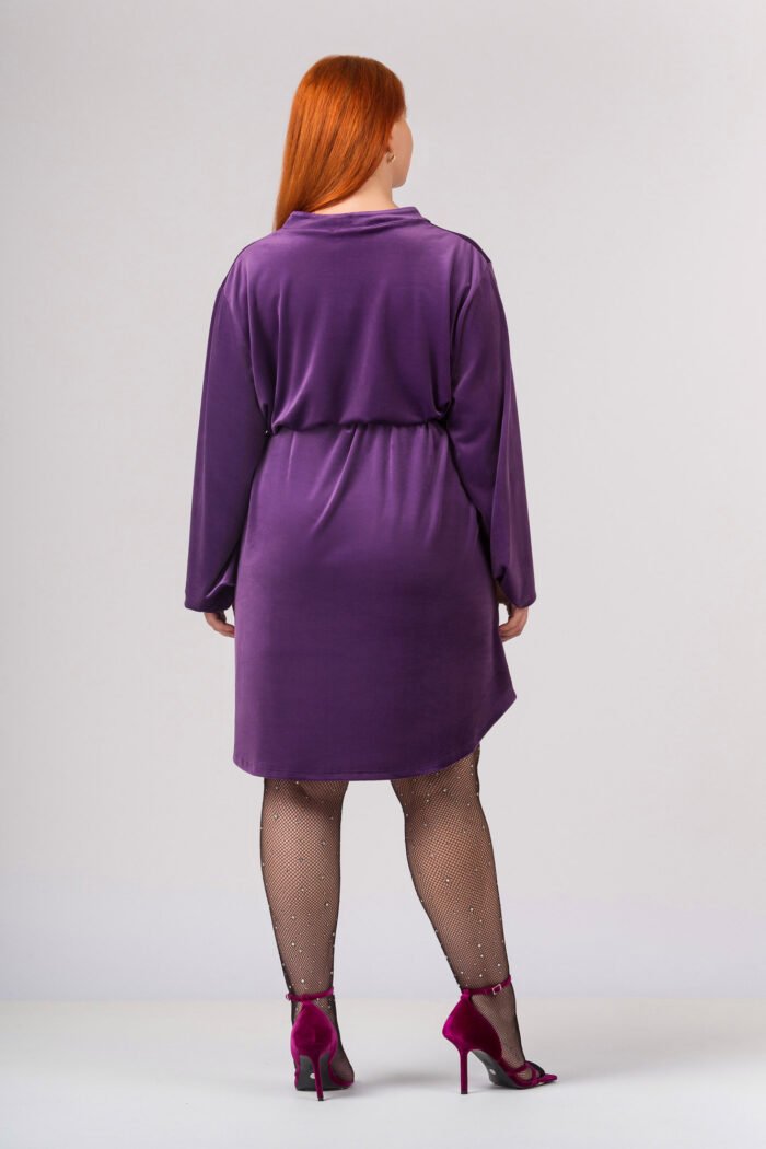 Φόρεμα V Βελούδο Μωβ | Plus Size Ρούχα - Image 2