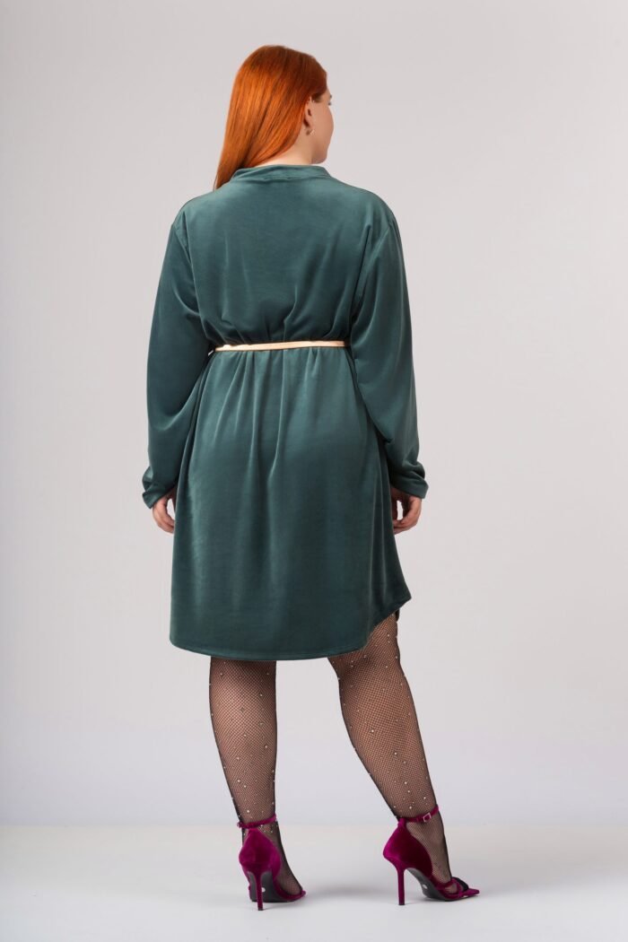 Φόρεμα V Βελούδο Πράσινο | Plus Size Ρούχα - Image 2