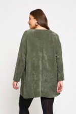 Φόρεμα Κοτλέ Kristalia Λαδί | Plus Size Ρούχα - Image 3