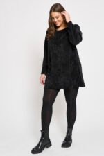 Φόρεμα Κοτλέ Kristalia Μαύρο | Plus Size Ρούχα - Image 4