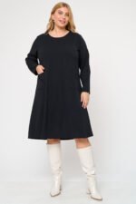 Φόρεμα Κρεπ Τσέπες Άλφα Γραμμή Adeline Μαύρο JUCITA