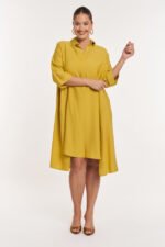 Φόρεμα Κρεπ με Γιακά Clara Lime JUCITA