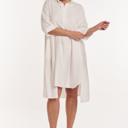 Φόρεμα Κρεπ με Γιακά Clara Off White JUCITA
