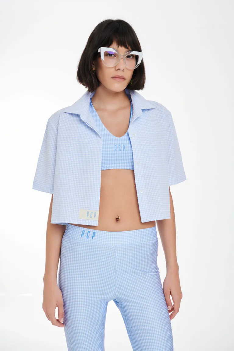 Lola-Καρό-Πουκάμισο-BABY-BLUE-2 Lola Καρό Πουκάμισο Baby Blue | PCP CLOTHING - Image 3