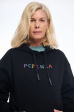 PCPINIA Σάπιο Μήλο Κεντημένο Φούτερ - BLACK