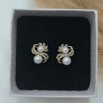 ” Fedra ” Νυφικά σκουλαρίκια με πέρλα επίχρυσα