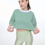 γυναικείο κοντό μπλουζάκι πράσινο, ρίγες