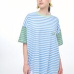 Γυναικείο κοντομάνικο μπλουζάκι cherry stripes baby blue