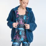 Γυναικεία Ζακέτα Πρόβατο Μακρυμάνικη με φόδρα και κέντημα Aspen - PETROL