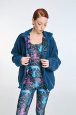 Γυναικεία Ζακέτα Πρόβατο Μακρυμάνικη με φόδρα και κέντημα Aspen - PETROL