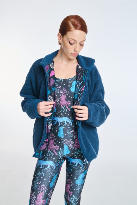 Γυναικεία Ζακέτα Πρόβατο Μακρυμάνικη με φόδρα και κέντημα Aspen - PETROL