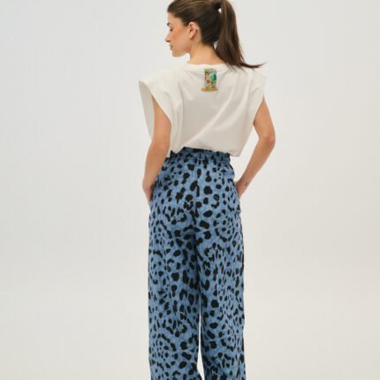 Γυναικεία παντελόνα εμπριμέ Candy Leopard BLUE 1