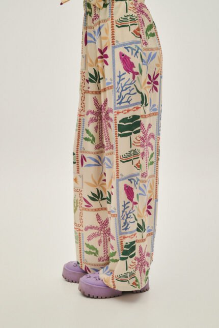 Γυναικεία παντελόνα εμπριμέ - Tina - MAGENTA