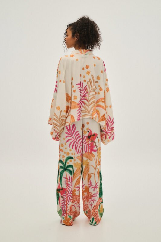 Γυναικεία παντελόνα εμπριμέ Tina WHITE 1