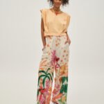 Γυναικεία παντελόνα εμπριμέ - Tina - WHITE