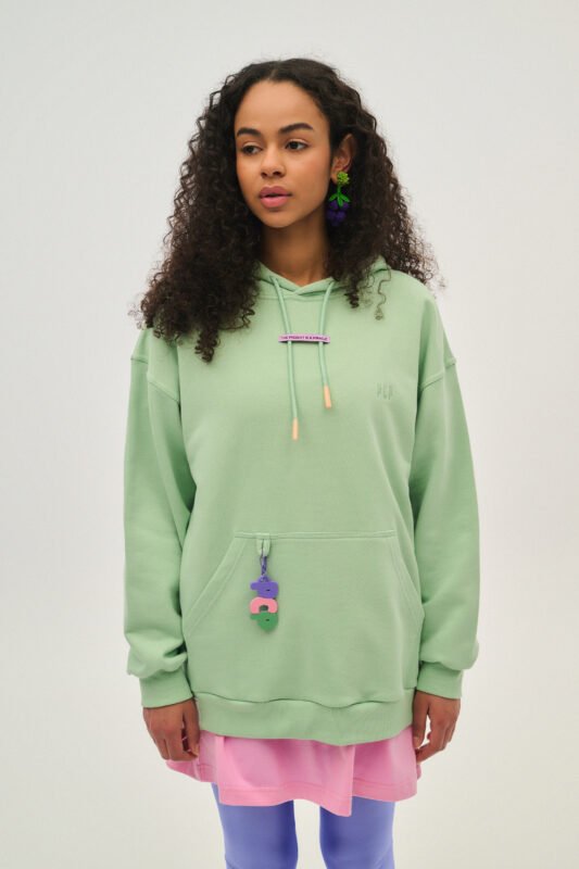 Γυναικείο Φούτερ με Κουκούλα και κέντημα ONE COLOR PISTACHIO 1