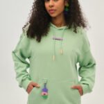 Γυναικείο Φούτερ με Κουκούλα και κέντημα - ONE COLOR - PISTACHIO