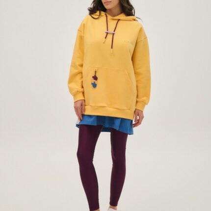 Γυναικείο Φούτερ με Κουκούλα και κέντημα ONE COLOR YELLOW 1