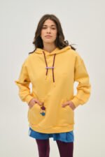 Γυναικείο Φούτερ με Κουκούλα και κέντημα - ONE COLOR - YELLOW