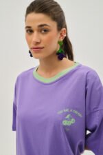 Γυναικείο κοντομάνικο μπλουζάκι με μεταξοτυπία - Cherry - LILAC