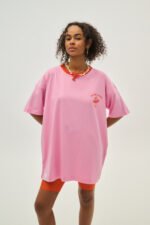 Γυναικείο κοντομάνικο μπλουζάκι με μεταξοτυπία - Cherry - PINK