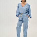 Γυναικείο λινή πουκαμίσα - Carrie - BABY BLUE