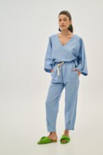 Γυναικείο λινή πουκαμίσα - Carrie - BABY BLUE