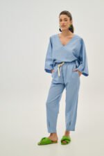 Γυναικείο λινή πουκαμίσα - Carrie - BABY BLUE