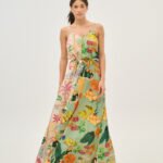 Γυναικείο μακρύ φόρεμα εμπριμέ - Bella - PISTACHIO