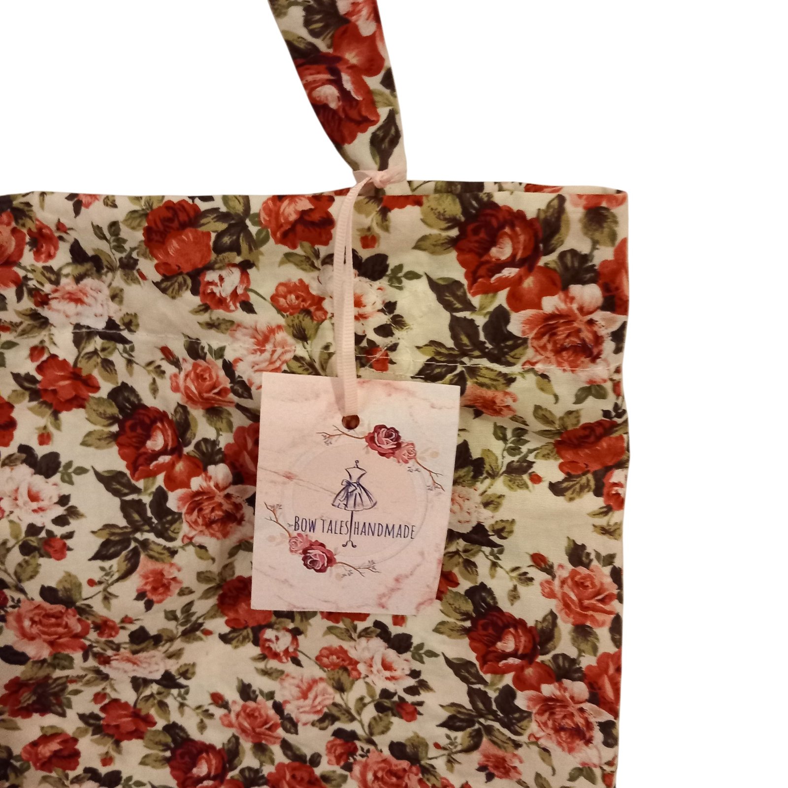 1000046926 Χειροποίητη tote τσάντα φλοράλ - Image 2