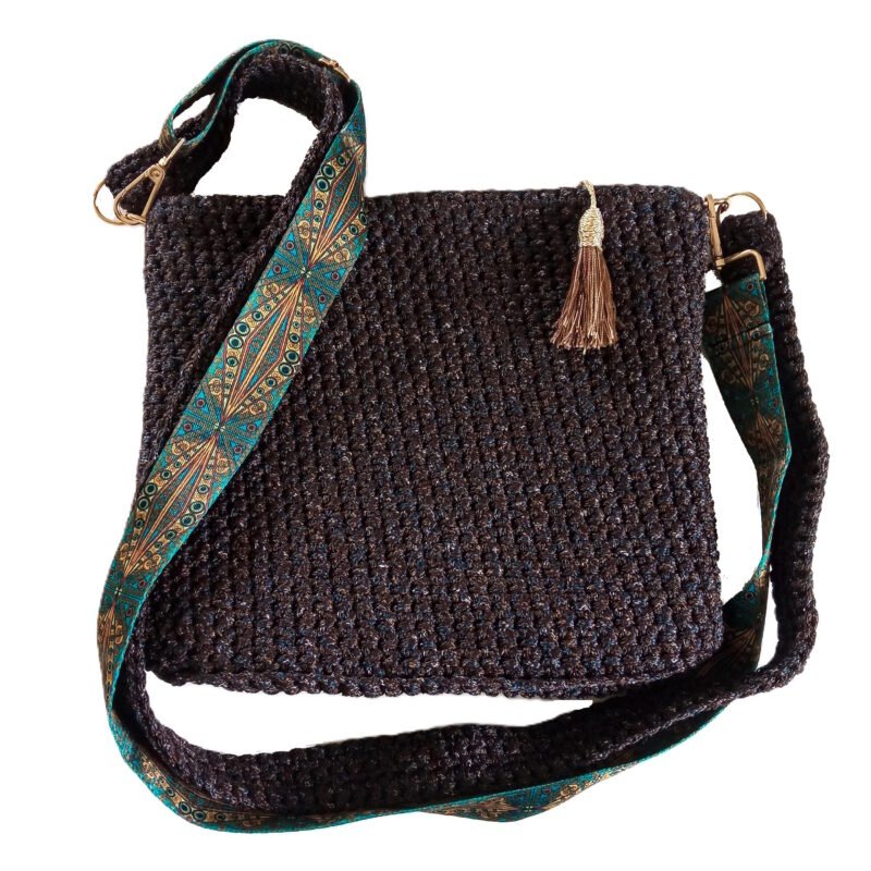 Χειροποίητη πλεκτή τσάντα ώμου και χιαστί