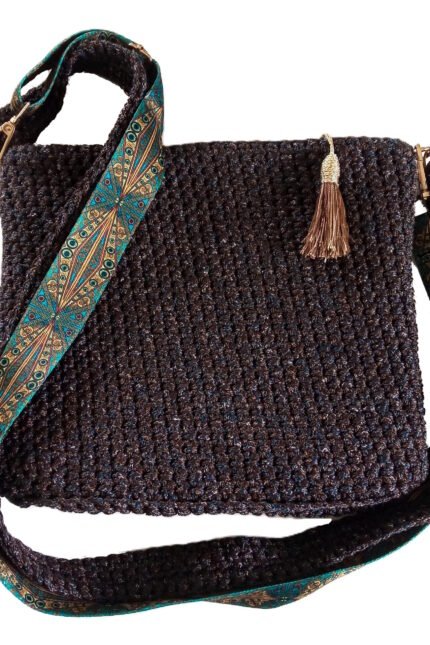 Χειροποίητη πλεκτή τσάντα ώμου και χιαστί