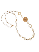 Ασύμμετρο Κολιέ με Λευκό Κοράλι και Λευκό Όνυχα