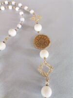 Ασύμμετρο Κολιέ με Λευκό Κοράλι και Λευκό Όνυχα - Image 3