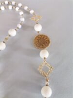 Ασύμμετρο Κολιέ με Λευκό Κοράλι και Λευκό Όνυχα - Image 3